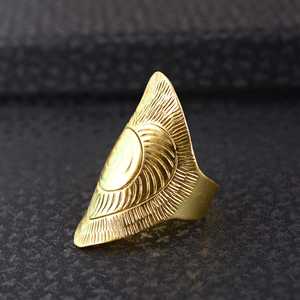 Fashionable Boho Shield <b>Rings</b> Dainty Brass <b>Rings</b> Women 18K Gold Plated Tribal Oval <b>Rings</b> <b>Statement</b> <b>Rings</b> for Wholesale/OEM/ODM - Product Image 6