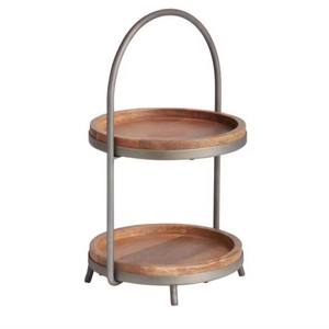 Support à gâteau rond en métal doré à 2 niveaux fait à la main pour les tasses et les gâteaux lors des mariages et des fêtes - Product Image 3