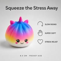 Jouet sensoriel licorne arc-en-ciel souple et moelleux, anti-stress, kawaii, pour le bureau