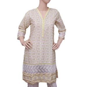 Kurti bordado de fantasía para mujer - Amarillo - Product Image 3