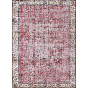 Tapis en laine noué à la main vintage grande surface Pae-2159, motif floral rouge et orange, pour salon ou couloir, idéal pour adolescents - Product Image 1