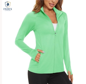 Index Apparel Women's Full Sleeve Zip-Up <b>Yoga</b> <b>Jacket</b> Solid Green Breathable Regular Fit Active Wear - Product Image 1