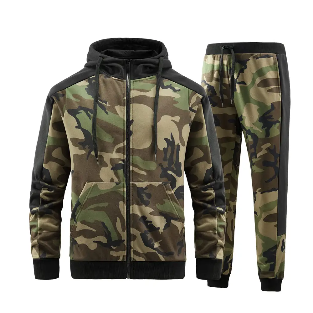 Niedriger Preis Custom Trainings anzug Herren Polyester Baumwolle Casual Running Trainings anzug für Herren Hochwertiger Camo Trainings anzug