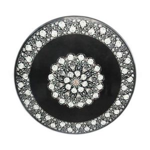 Marble <b>Bedside</b> <b>Table</b> top with Carnelian Gemstone Inlay for Home Furniture Modern Luxury White - Product Image 2