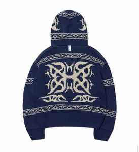 Sweat à capuche zippé personnalisé pour homme, en tricot jacquard épais, surdimensionné, 100% coton, pour homme - Product Image 5