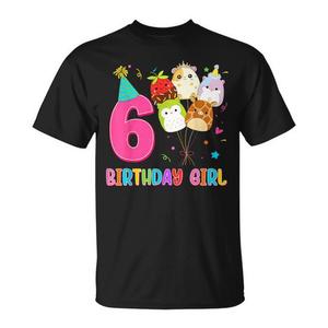 Simpatica maglietta Squish Squad per il 6° compleanno per ragazze di 6 anni, ideale per feste o regali, progettata per bambini - Product Image 1