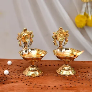 Hot <b>Sale</b> Traditional Indian Brass Diya <b>Oil</b> <b>Lamp</b> with Handmade Pooja Deepak <b>for</b> Home Temple and Festival Use <b>for</b> Worldwide Export - Product Image 5