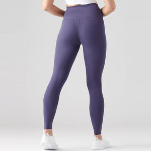 Women's Breathable Polyester Spandex High Waist Yoga Pants Solid <b>Pattern</b> XXL Size Long <b>Leggings</b> With Butt Lift up Feature - Product Image 4