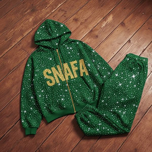 Survêtement pour homme en strass de haute qualité, design respirant, vêtements de sport personnalisés, manches longues, survêtements en strass pour homme - Product Image 1