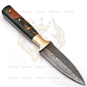 Beautiful Custom Handmade Damascus Steel Fixed Blade Hunting Camping Skinner <b>Knife</b> Handle Resin with Brass Clip - Product Image 2