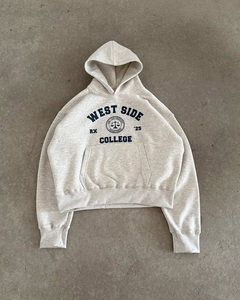 Haute qualité hommes recadrée Boxy sweat à capuche luxe poids lourd français éponge 400gsm goutte épaule surdimensionné pull à capuche pour hommes - Product Image 6