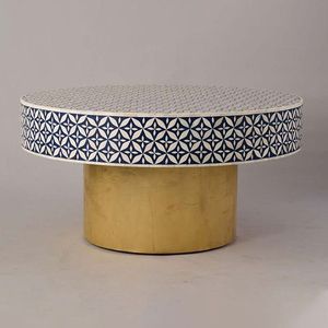 Mesita de noche contemporánea con incrustaciones de hueso CONTEMPORÁNEO tradición artesanal con incrustaciones de hueso y flores de la sala de estar India - Product Image 4