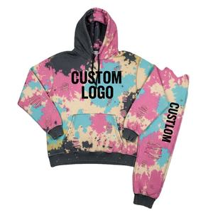 2026 à la mode hommes hiver écologique à capuche en détresse ensembles de sweat à capuche nouveau Design Grunge Vintage lavage survêtement personnalisé imprimé Logo - Product Image 2