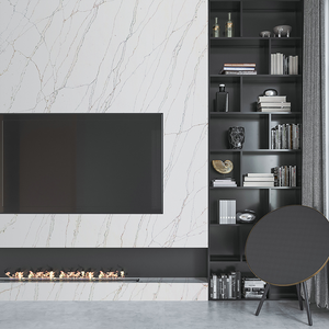 Calacatta เคาน์เตอร์หินอ่อนควอตซ์สีขาวหรูหราพื้นใหญ่เทียมพรีเมี่ยม2025ออกแบบได้ตามต้องการ - Product Image 6