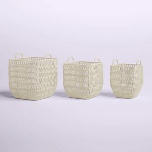 Ensemble de 3 paniers en macramé blancs pour le rangement à domicile, organisation, rangement décoratif pour le salon, la chambre à coucher et le bureau, en provenance d'Inde - Product Image 3