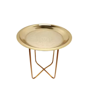 Mesas modernas de metal, diseño atento para decoración del hogar, acabado dorado, patrones de lujo, mesas marroquíes - Product Image 1