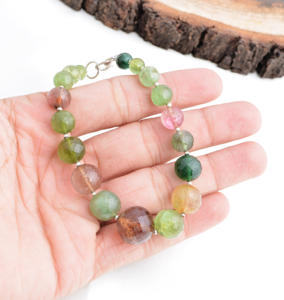 ลูกปัดทัวร์มาลีนทรงกลมหลายเหลี่ยม หินธรรมชาติ สำหรับทำเครื่องประดับชั้นดี - Product Image 2