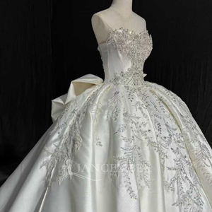 Robe de mariée de luxe en satin Jancember MN310, robe de mariée sans bretelles, robe de bal perlée, Vestido De Novia, mariage moderne - Product Image 6