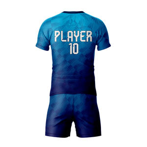 Vente en gros Ensemble de maillots de football 100% polyester à manches courtes et col en V pour hommes et adultes Impression personnalisée Respirant Séchage rapide Vêtements de service OEM - Product Image 4