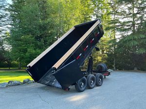 Remolque volquete de 3 ejes doble A 7X16 con lados altos Pro Series Farm Tractor Trailer Tractor hidráulico Farm Dump Trailer a la venta - Product Image 4