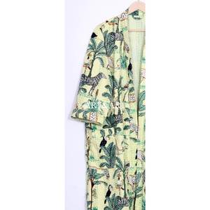 Kimono Kantha de Algodón Hecho a Mano en India para Mujer y Hombre, Elegante y Lujoso, Ropa de Dormir de Verano, Bata de Baño con Estampado Floral, Regalo - Product Image 3