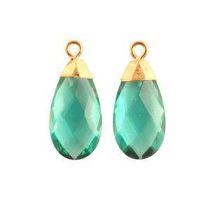 Trouver des bijoux à facettes Aqua Quartz Teardrop forme bricolage boucles d'oreilles pendentif plaqué or simple caution charme pour fournitures connecteur - Product Image 1