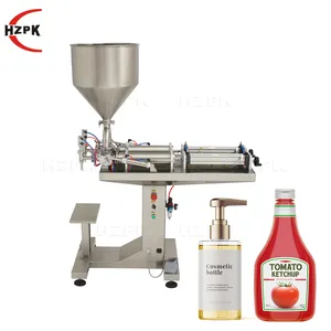 Hzpk Semi-Automatische Dubbele Nozzles Zuiger Honingpasta Gel En Vloeibare Wasmiddel Shampoo Cream Vulling Machine Cosmetische Fles