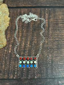 Handmade Sterling Silver Synthetic <b>Opal</b> Necklace Elegant Artisan Jewelry <b>Gift</b> for Her Iridescent Everyday Style - Product Image 3