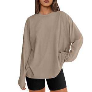 Women's <b>T</b>-<b>shirts</b> <b>Long</b> Sleeve Crew Neck 100% Cotton Basic Tee Blank Plain Top women's <b>shirt</b> 100% Cotton Women <b>T</b> <b>Shirt</b> - Product Image 1