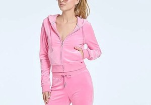 <b>Crop</b> Top Velvet pink Hoodie Two Piece <b>Pants</b> Jogging Set Velour Tracksuit for Women Hoodie Track Suit - Product Image 2