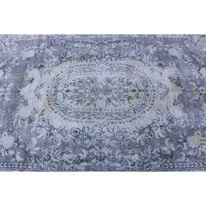Tapis en laine patchwork gris vintage, avec support en latex écologique, 5,2 x 8,6 pieds - Product Image 5