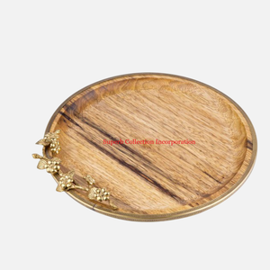 Dernier plateau de service en bois fait à la main avec poignée en métal antique pour le thé collations plateau plateau de service cuisine et table à manger - Product Image 6