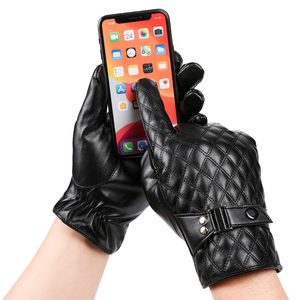 Gant d'hiver à écran tactile avec point de diamant Vente chaude Gant en cuir PU souple Offre d'usine Prix bon marché Doublure intérieure en fourrure - Product Image 3