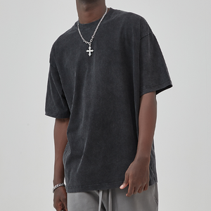 Kaos Formal Rajut Oversize <span class=keywords><strong>Vintage</strong></span> 100% Katun Berat 275 GSM Berkualitas Tinggi untuk Pria - Product Image 2