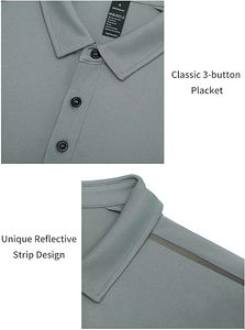 Chemises formelles pour hommes à motif uni en tissu tissé Spandex/Polyester, manches courtes, longueur courte, brodées, anti-humidité, séchage rapide - Product Image 5