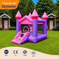 Château gonflable mini pour enfants, pour jouer en extérieur dans la cour, 350x270x250cm, avec toboggan et zone de saut.