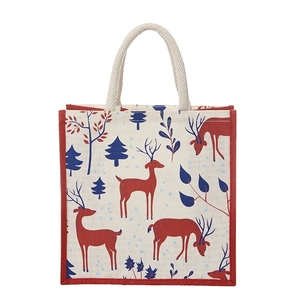 Grand sac fourre-tout en lin jute écologique de qualité supérieure Sacs à provisions promotionnels en toile de jute de dessin animé de qualité supérieure - Product Image 4