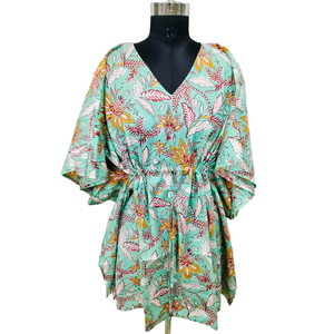 Kaftán Corto Informal con Estampado Jaipuri, Transpirable, Elegante, Estilo Hippie, Talla Única/Servicio OEM/ODM para Clubes Nocturnos, Ocio y Otras Ocasiones - Product Image 1