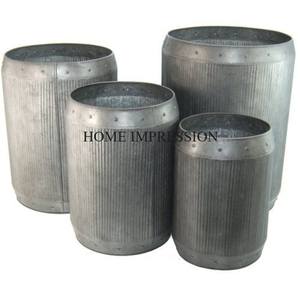 Maceta de flores de lujo de Metal más vendida, maceta decorativa de suelo hecha a mano con forma de tambor de Color plateado al precio más bajo - Product Image 1