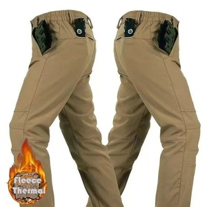 Pantalon cargo pour homme, décontracté, hiver, automne, polaire, imperméable, respirant, écologique, 100% coton, randonnée, camping, peau de requin, droit, mi-long - Product Image 4