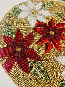 Napperon perlé fait à la main de style royal Design multi-fleurs en or rouge Table de restaurant d'hôtel Tapis et coussinets décoratifs pour une utilisation douée - Product Image 5