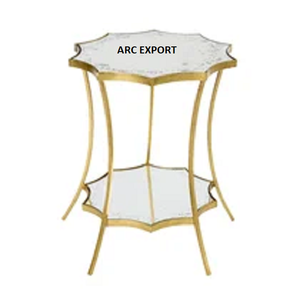 โต๊ะกลางตกแต่งดีไซน์แฟนซีมาตรฐานการตกแต่งด้วยโต๊ะโลหะสีขาวหินสีทองที่แข็งแกร่งสำหรับซัพพลายเออร์ขายส่ง - Product Image 4