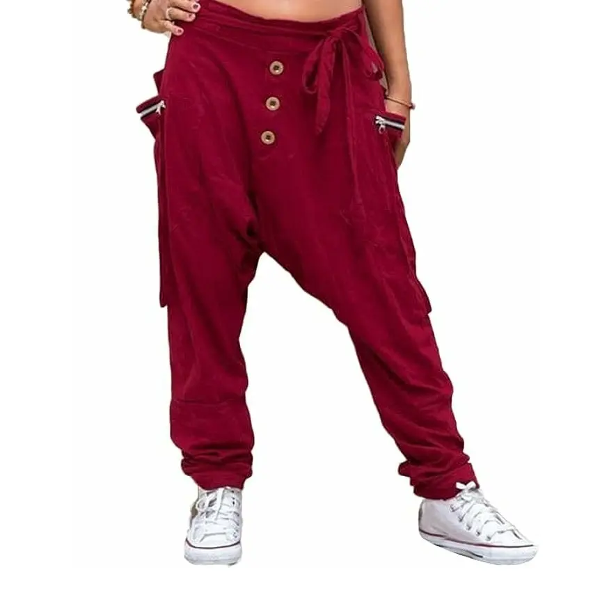 Breathable Men's Jogger pants Unisex High Quality red color custom jogger pants Cheap Price drop crotch Sweatpants