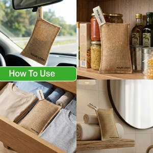 Sac purificateur d'air à base de charbon actif à la noix de coco avec logo personnalisé désodorisant solide pour la maison et la voiture contrôle de l'humidité et des odeurs fabriqué au Mexique - Product Image 6