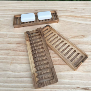 Porte-savon en bois éco-responsable |   Porte-savon de salle de bain en bambou et bois dur avec design à séchage rapide - Product Image 1