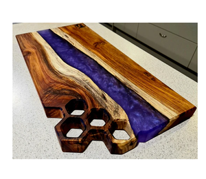 Planche à découper en bois et résine de conception unique pour ustensiles de cuisine et vaisselle planche à fromage décorative pour la maison taille personnalisée - Product Image 2