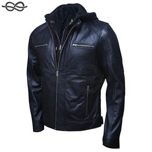Meilleure vente Veste de moto en cuir d'agneau véritable pour hommes, col montant élégant, vêtements d'extérieur noirs durables pour les motards - Product Image 5