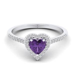 Anillo de piedras preciosas de amatista púrpura real en plata de ley 925 adornado con moissanita certificada GRA anillo de novia fino personalizado OEM - Product Image 1