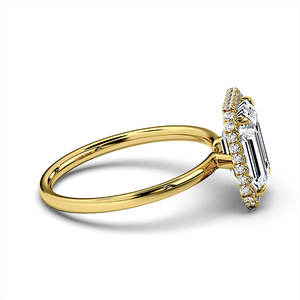 Anillo de compromiso clásico de diamante cultivado en laboratorio con corte esmeralda de 1 CT, oro amarillo de 14K, certificado IGI E/VS1, regalo de boda cristiano con claridad - Product Image 4