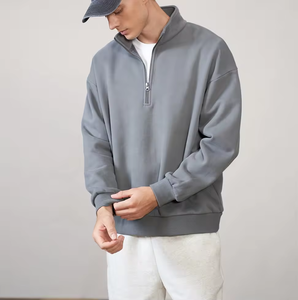 Haute qualité vêtements pour hommes automne nouveau chaud polaire demi zippé sweats à capuche épais surdimensionné pulls amples - Product Image 1